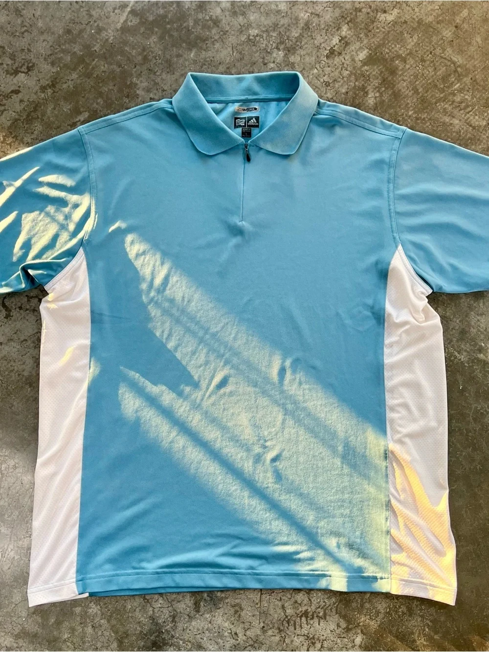 Adidas ClimaCool Golf Polo Shirt Blue White Quarter Zip Men’s Large